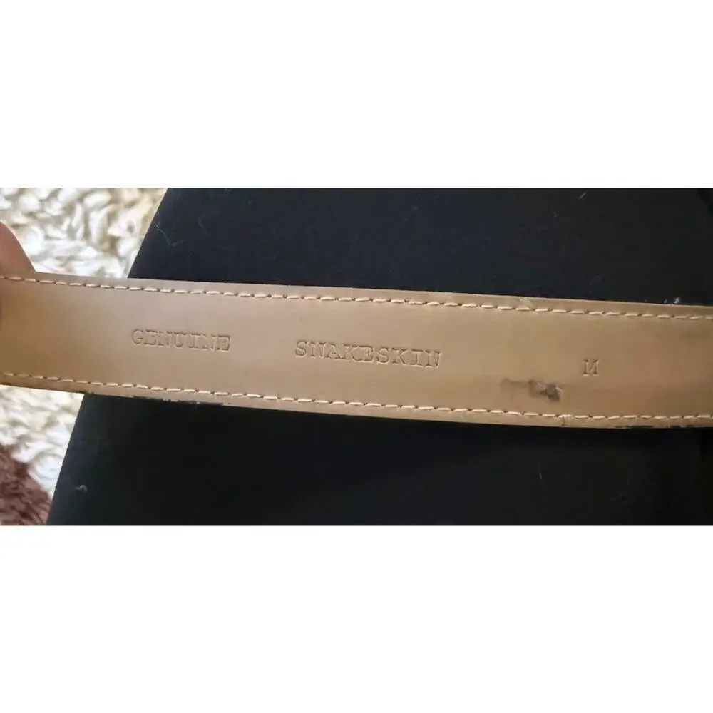VTG Genuine Snakeskin Black Leather Belt M